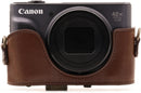 MegaGear MG1174 Canon PowerShot SX740 HS SX730 HS Ever Ready Leather Camera Case with Strap - Dark Brown-1