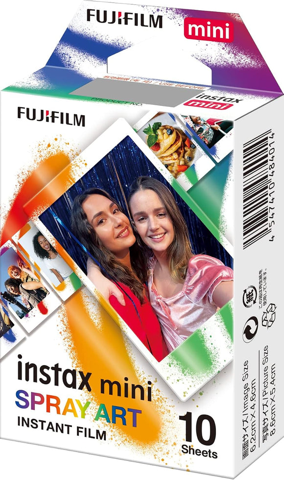 instax mini instant film SPRAY ART border, 10 shot pack, suitabl for all instax mini cameras and printers - Damaged Packaging